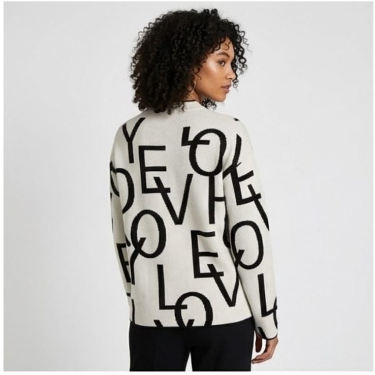 Betty Barclay Ladies Statement Text Knit Sweater-Off White 5251/8204