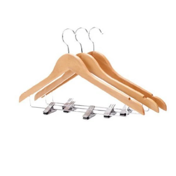 Danny Home Wood Hangers With Clips 3 Piece Nature WH012-3.
