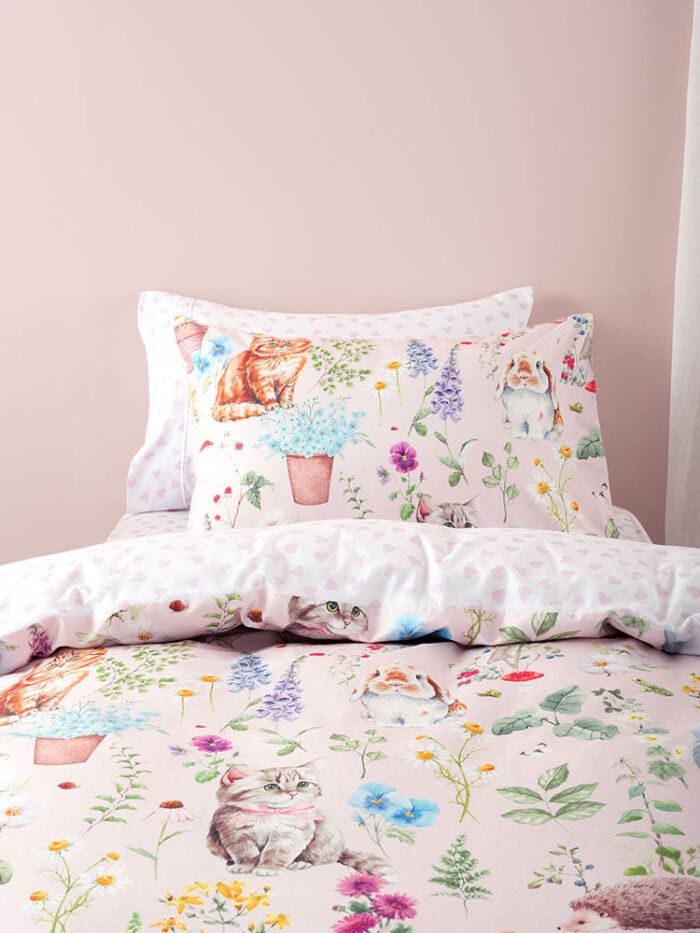Linen House Woodland Whiskers Pink Duvet Cover Set.