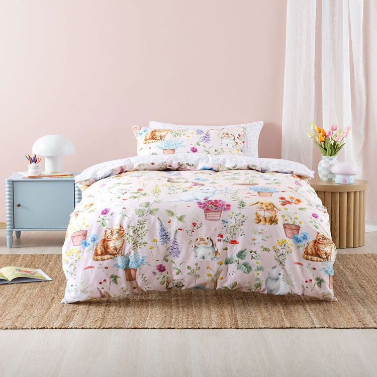 Linen House Woodland Whiskers Pink Duvet Cover Set.