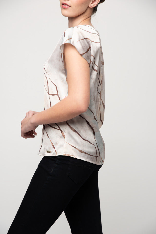 Polo Women Nora Short Sleeve Printed Blouse Sand