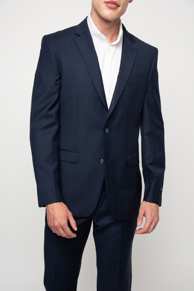 Polo Men's Custom Fit Check Suit Navy