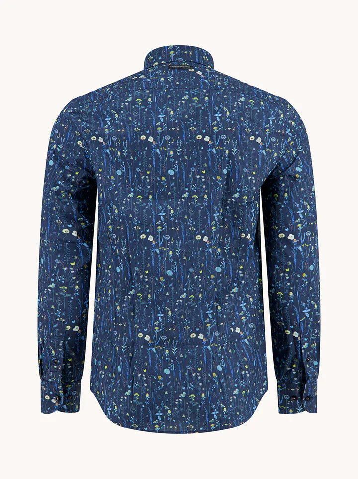 A Fish Name Fred Shirts A Fish Named Fred Men's Shirt Wild Flowers-Navy 33.003
