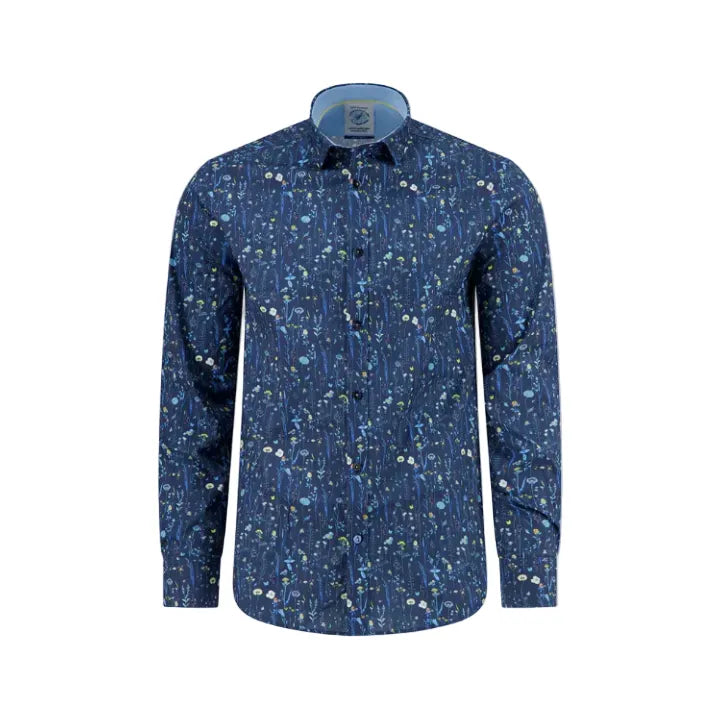 A Fish Name Fred Shirts A Fish Named Fred Men's Shirt Wild Flowers-Navy 33.003