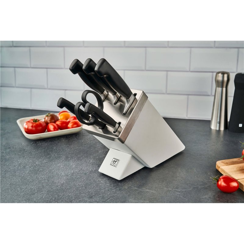 Zwilling Knives in Self-Sharpening Four Star Block Set 7 Piece Ash White ZW-1002304