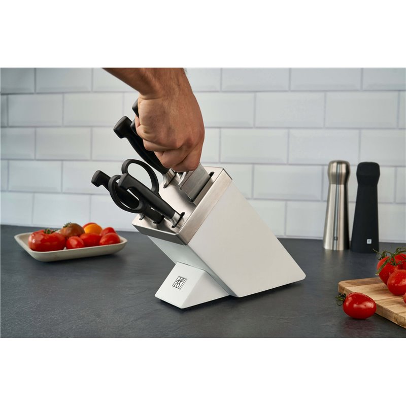 Zwilling Knives in Self-Sharpening Four Star Block Set 7 Piece Ash White ZW-1002304