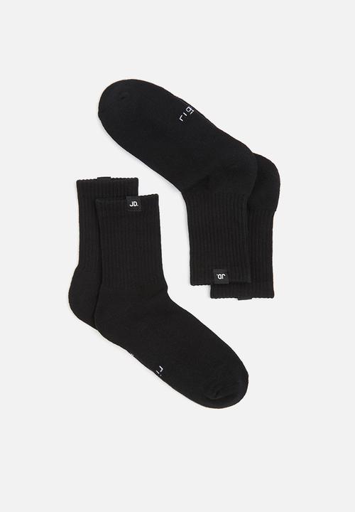 Jonathan D Socks Jonathan D 2 Pack Branded Quater Crew Sox -Black (7152040181849)