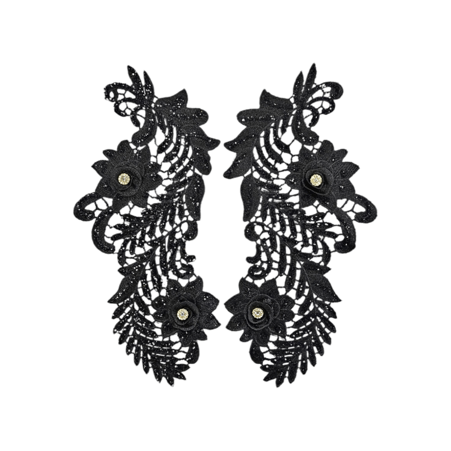 TRIMMINGS Habby Black Trim Pairs 15cm