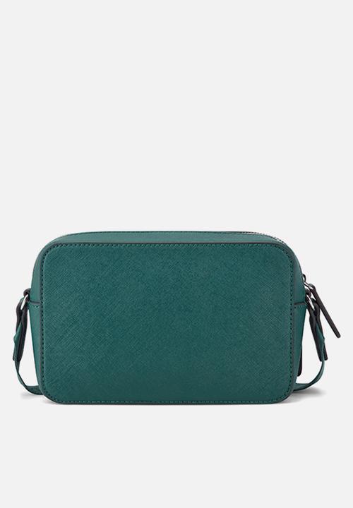 Guess Ladies Handbags Guess Haddington Mini Double Zip Crossbody Emerald (7794992414809)
