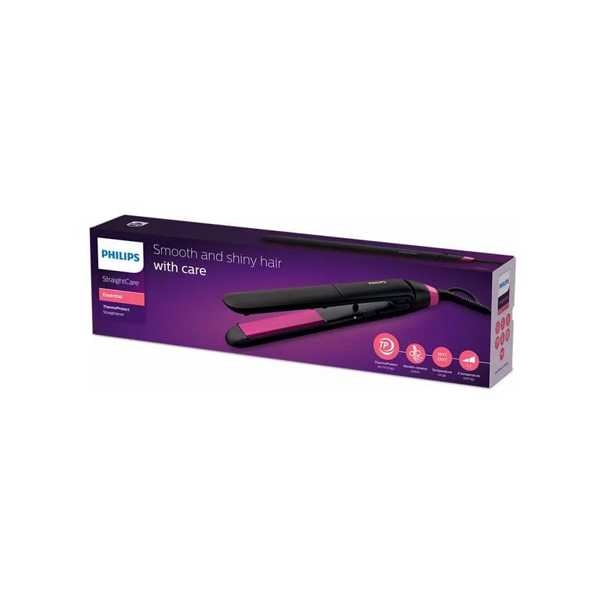 Philips HAIR DRYER Philips Straightcare Essential Thermoprotect Straightener Black/Pink BHS375/00 (7419580874841)