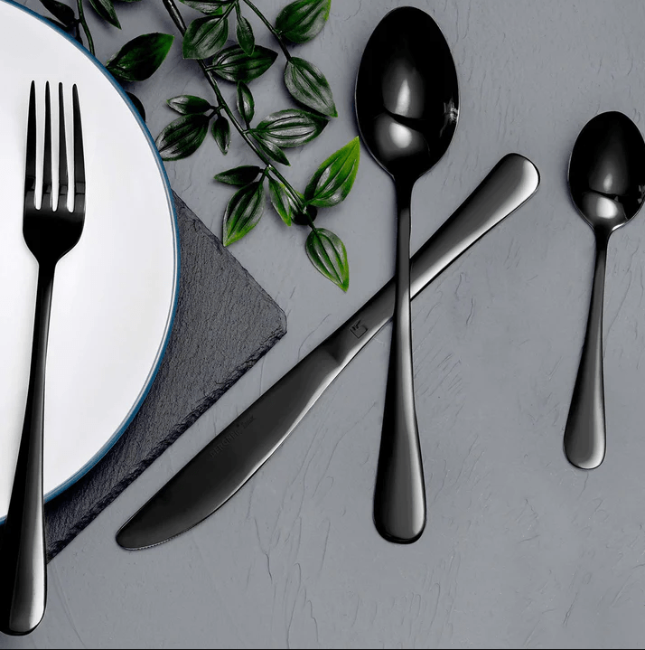 Bergner CUTLERY Bergner Cutlery Black Shiny Stainless Steel 24 Piece (4324030152793)