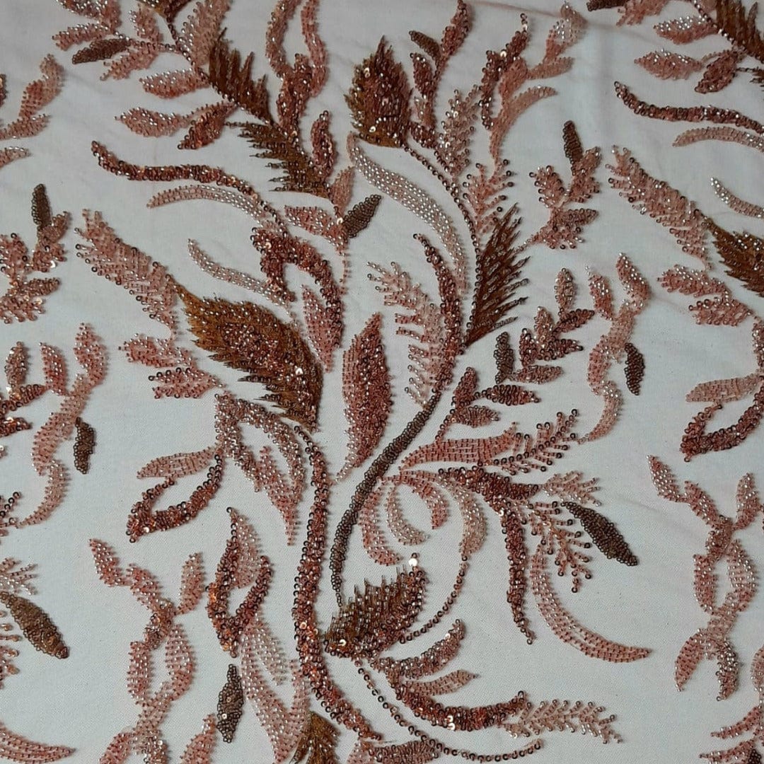 BEADED LACE Dress Fabrics Rust Mystic Rose Beaded Lace Fabric 130 cm (7765405204569)