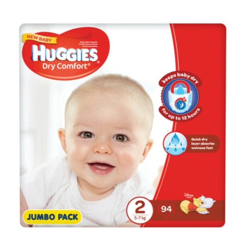 Huggies huggies Huggies Dry Comfort Size 2 Jumbo Pack 94's (2061540032601)