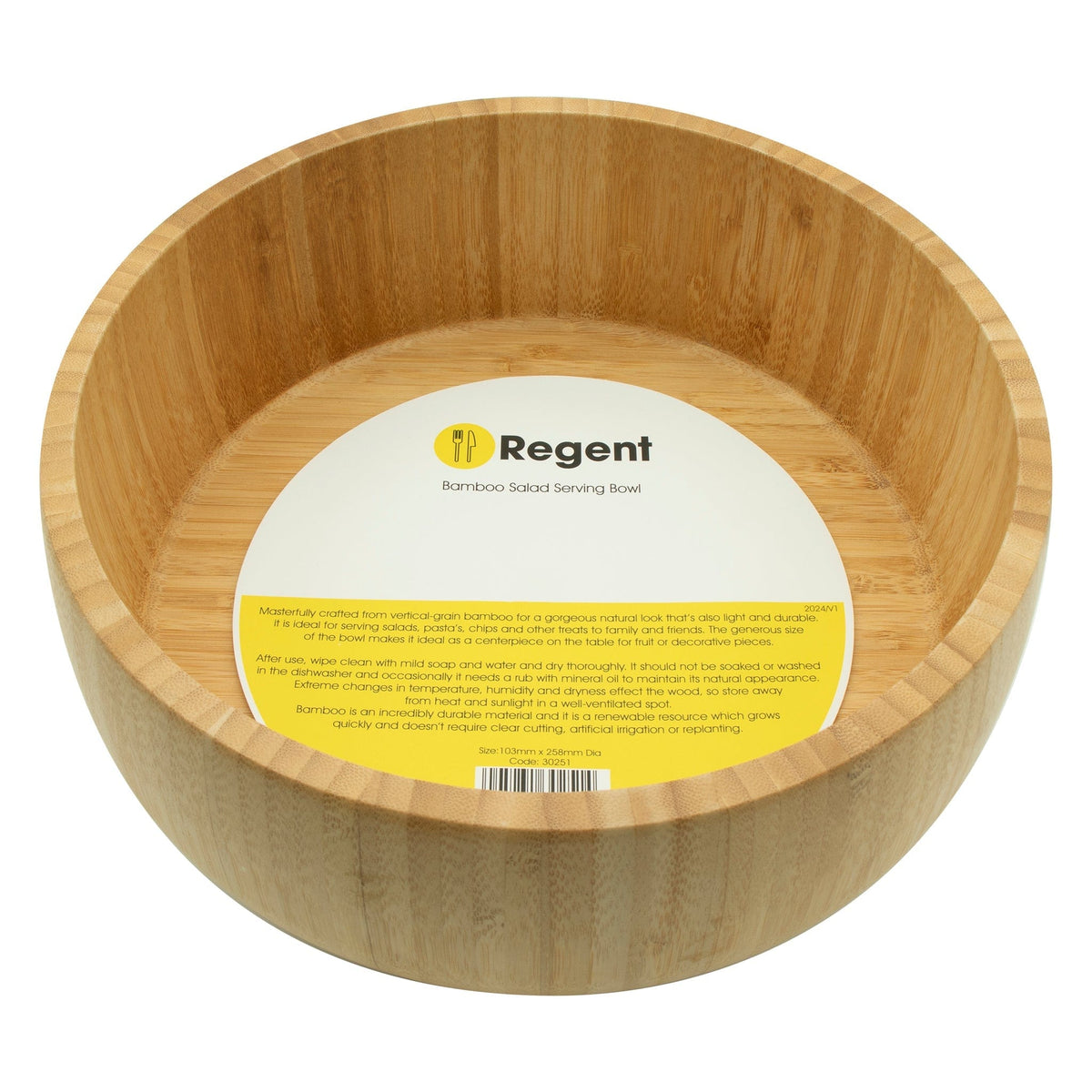 Regent SERVING TRAY Regent Bamboo Salad Serving Bowl 258mm Diax103mm 30251 (7817373352025)