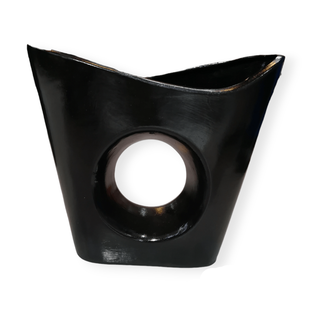 Crockery Centre vases Medium 35x39x13cm vase AC 1 hole Boat-base Black Gloss (7452844458073)