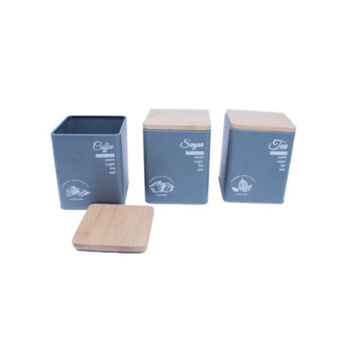 Stainless Steel CANISTER Stainless steel Canister With Wooden Lid (7136917094489)