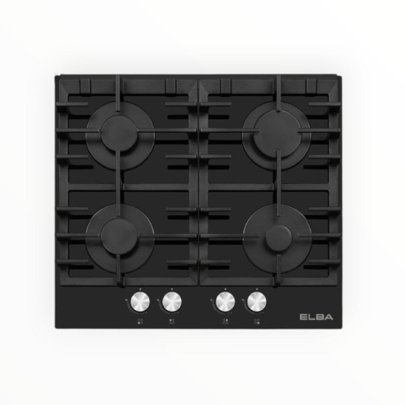Elba 60cm Black Glass 4 Burner Gas Hob 04/T65-450G 4