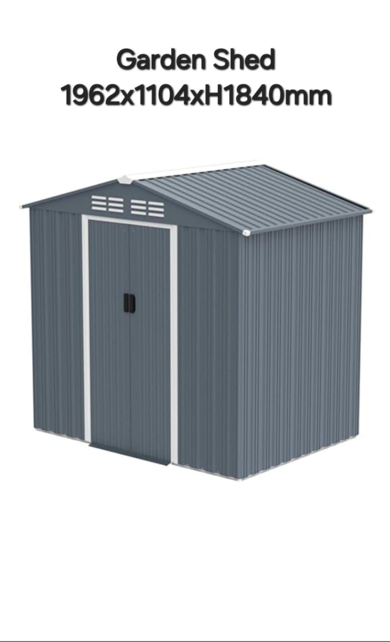 Durable steel garden shed with easy access and weather-resistant design.