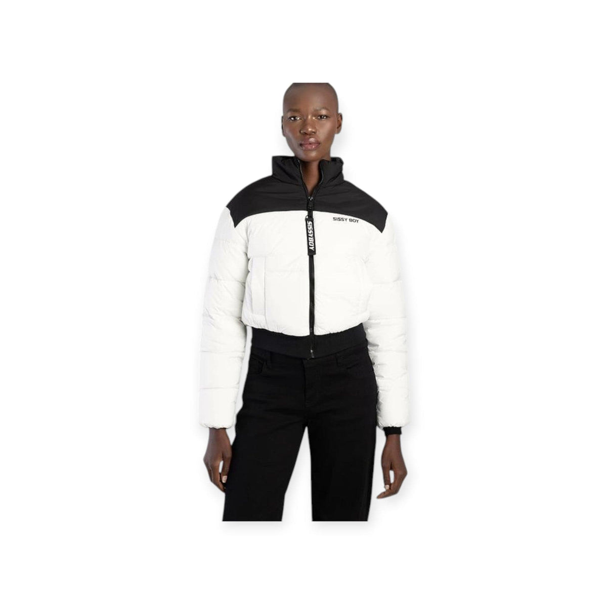 Sissy Boy Puffer Jacket Sissy Boy On My Way: Puffer Jacket With Contrast Panels And Branding - Black /White