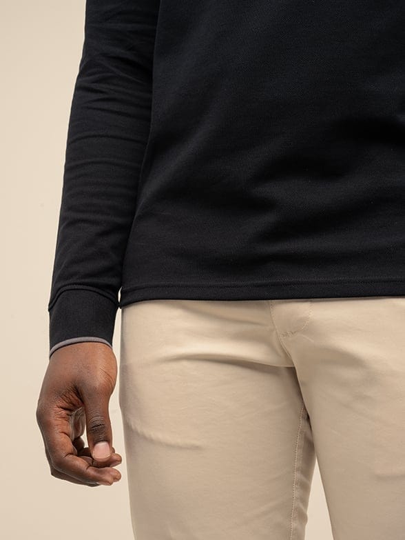 Polo Golfer Polo Long Sleeve Essential Pique Golfer Black (7683745677401)