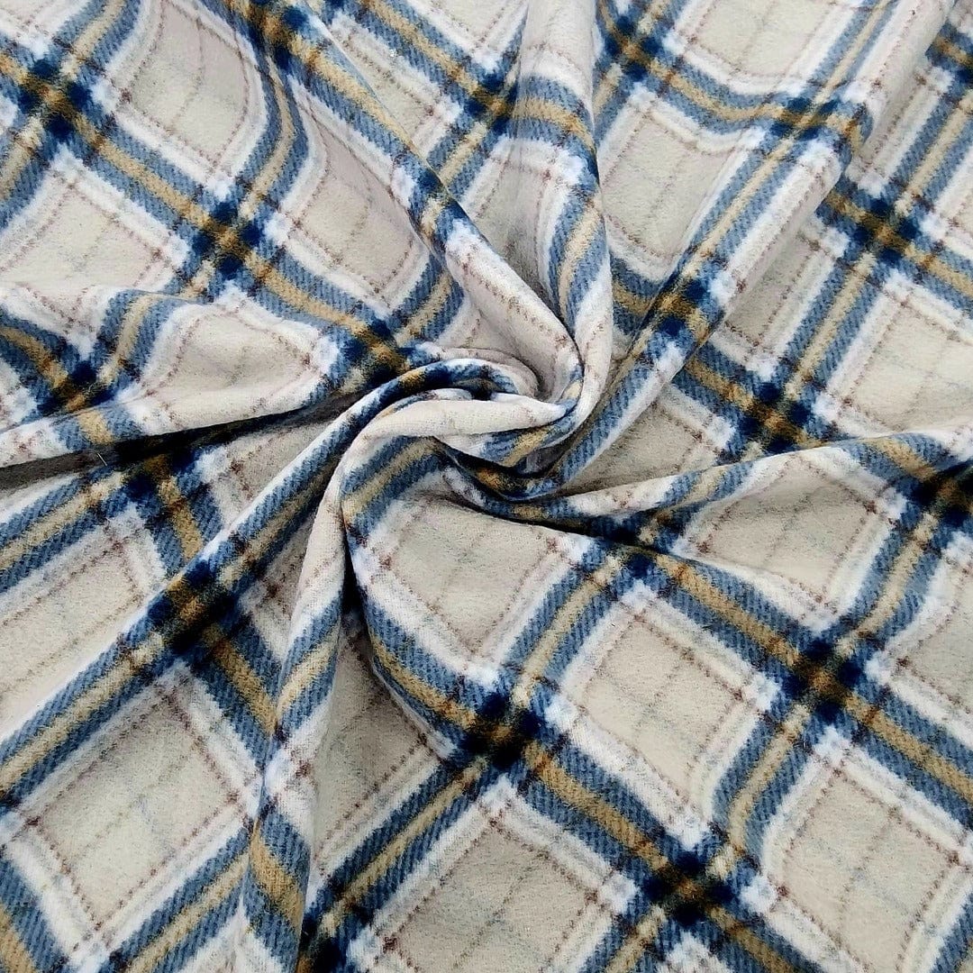 Fleece blanket Printed Polar Fleece Fabric 150 cm Cream Check (7685639110745)