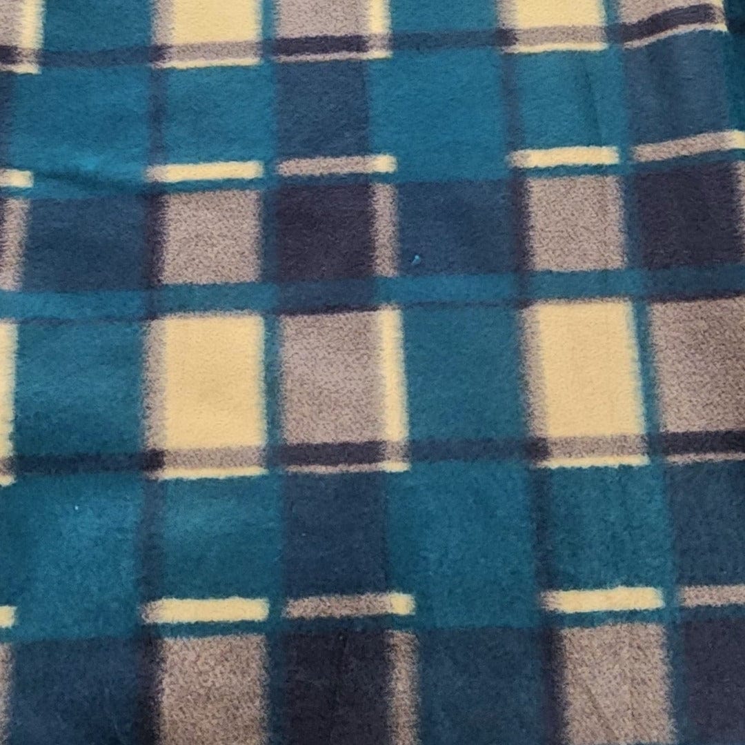 Fleece Blankets Printed Polar Fleece Fabric 150cm Green Check (7582392057945)