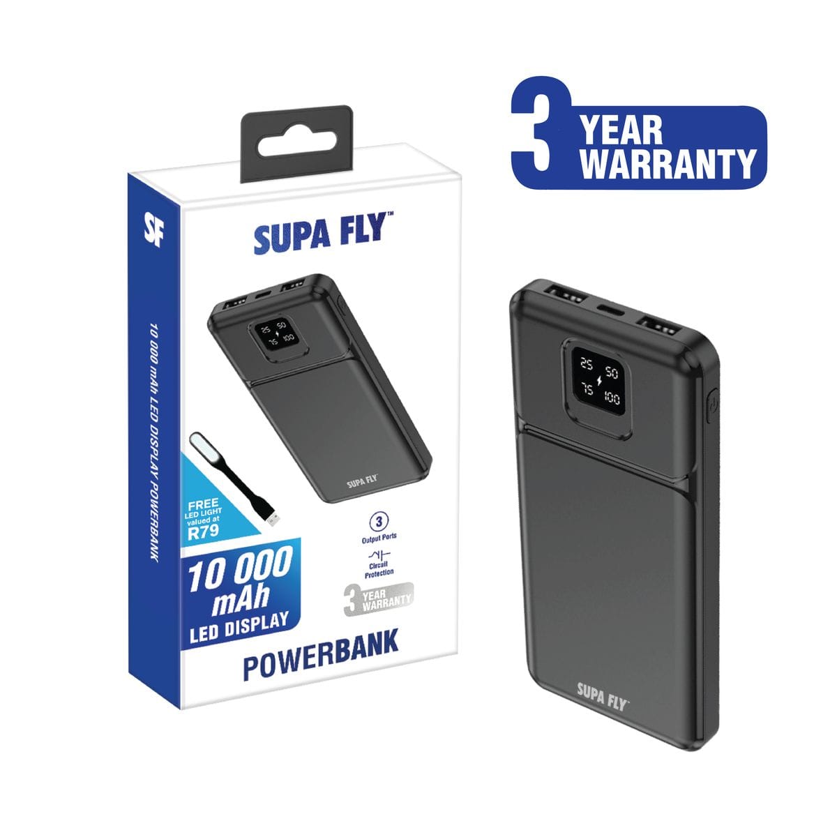Superfly Power Bank Supa Fly 10000mAh Fast Charging Power Bank - Black