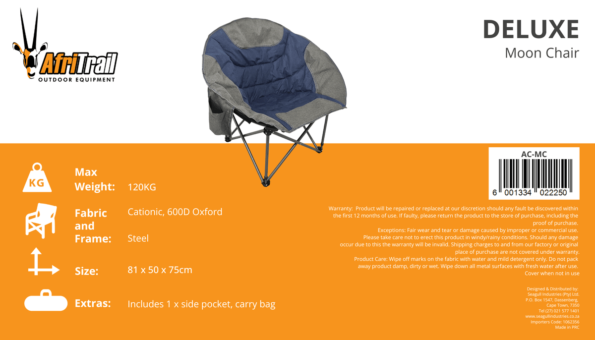 Afritrail Camping chair Afritrail Deluxe Moon Chair 120kg AC-MC