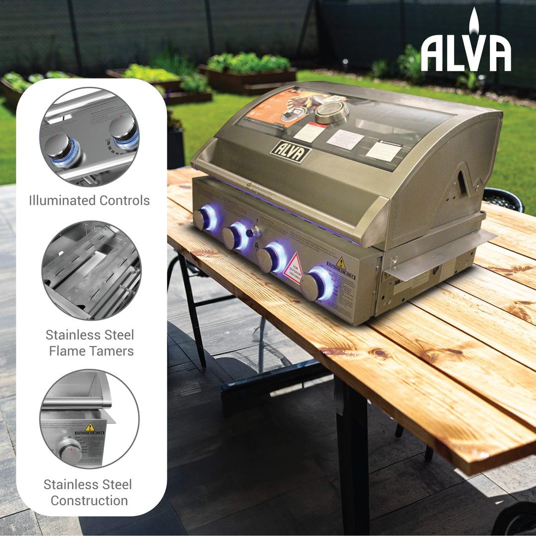 alva 4-Burner Glass Hood Alva Mojave 4-Burner Glass Hood Drop-in Gas BBQ GSS4BTT