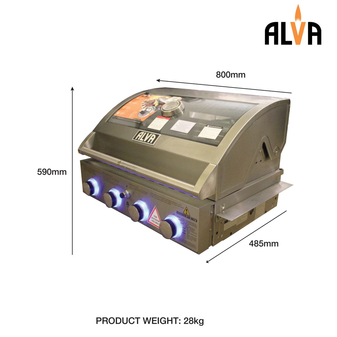 alva 4-Burner Glass Hood Alva Mojave 4-Burner Glass Hood Drop-in Gas BBQ GSS4BTT