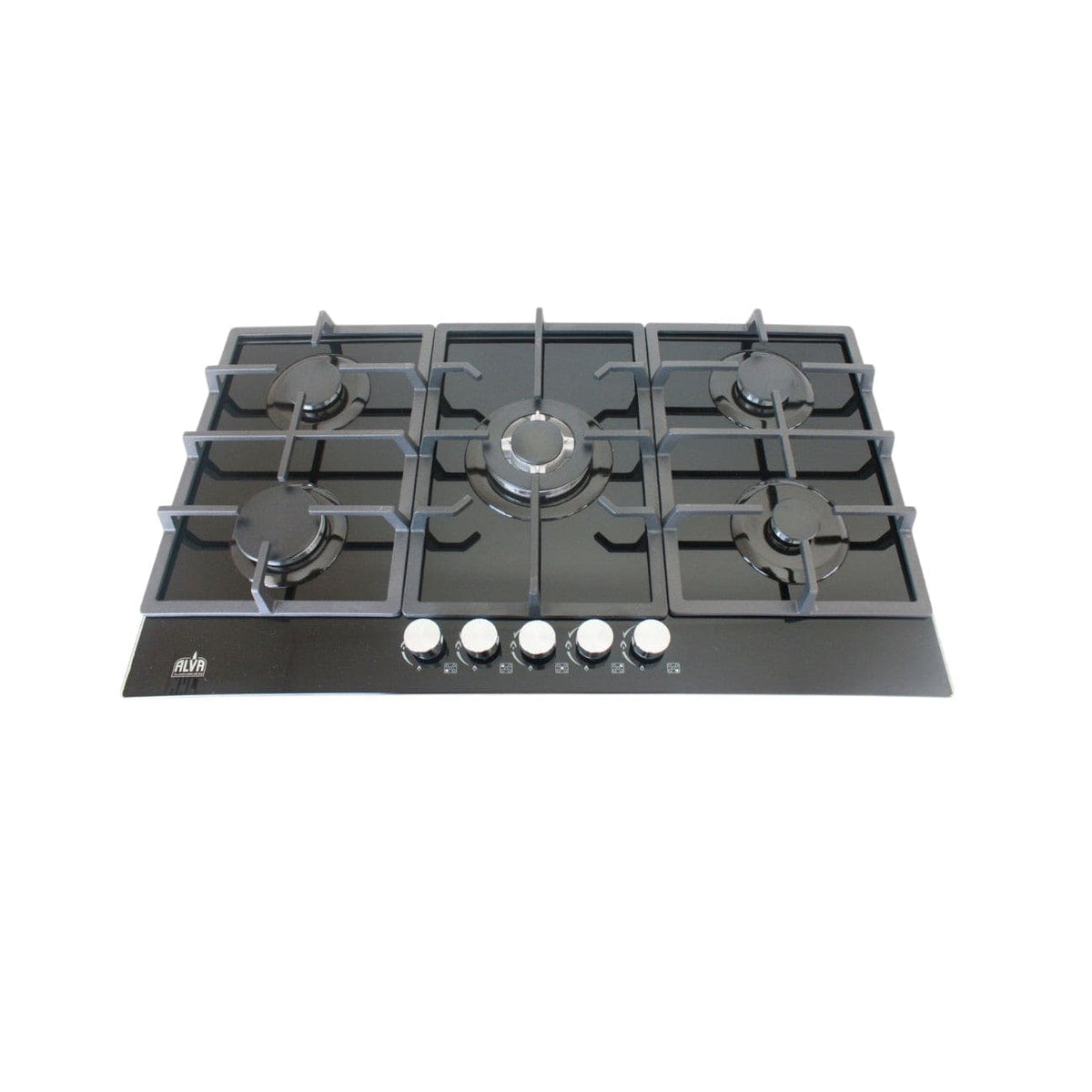 alva Gas Hob ALVA 90cm Black Glass Top 5 Burner Gas Hob GHD201