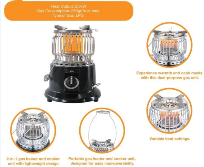 alva Gas Stove Alva Gas 2-in-1 Portable Heater & Cooker GSH001
