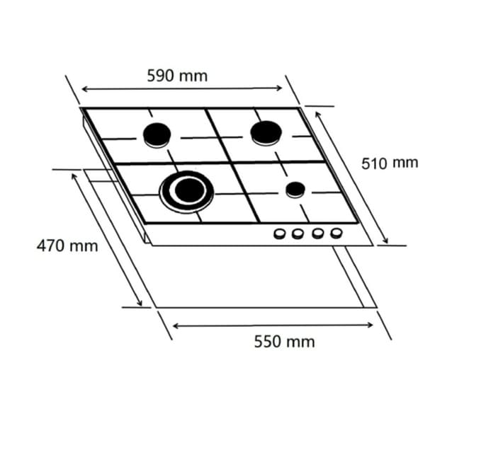 alva HOT PLATE Alva 60cm 4-Burner Gas Hob Glass GDH200 (7333453660249)