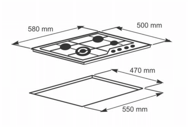 alva HOT PLATE Alva 60cm 4-burner Gas Hob Stainless Steel GDH100 (7307164680281)