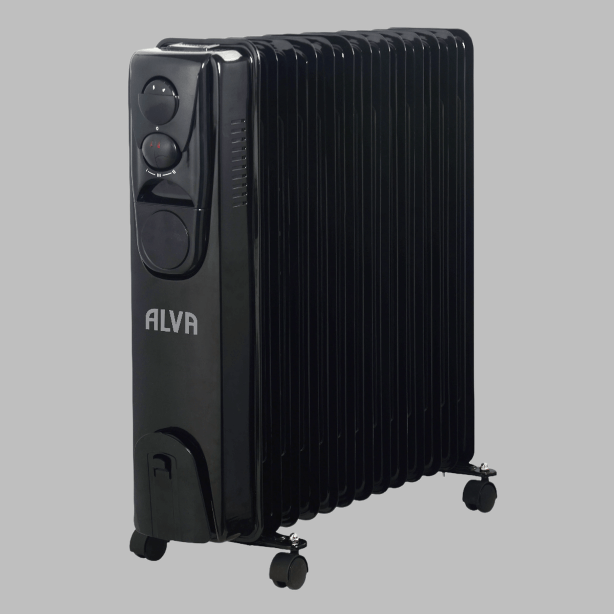 alva oil heater ALVA 13 Fins 2500W Oil Filled Heater Glossy Black AOH201-13