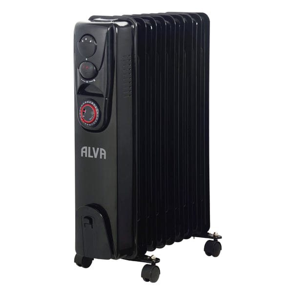 alva oil heater ALVA 9 Fins 2000W Oil Filled Heater Timer Function Glossy Black AOH202-9