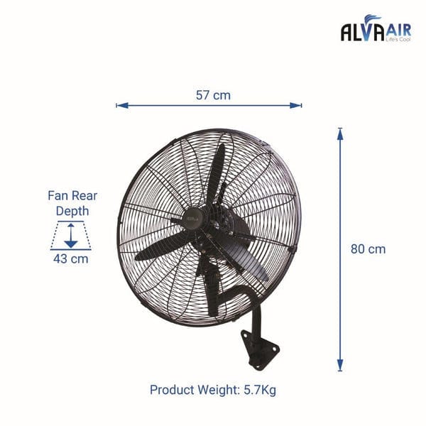 alva WALL FAN Alva 50cm 90W Black Wall Fan ACS604