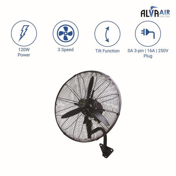 alva WALL FAN Alva 50cm 90W Black Wall Fan ACS604