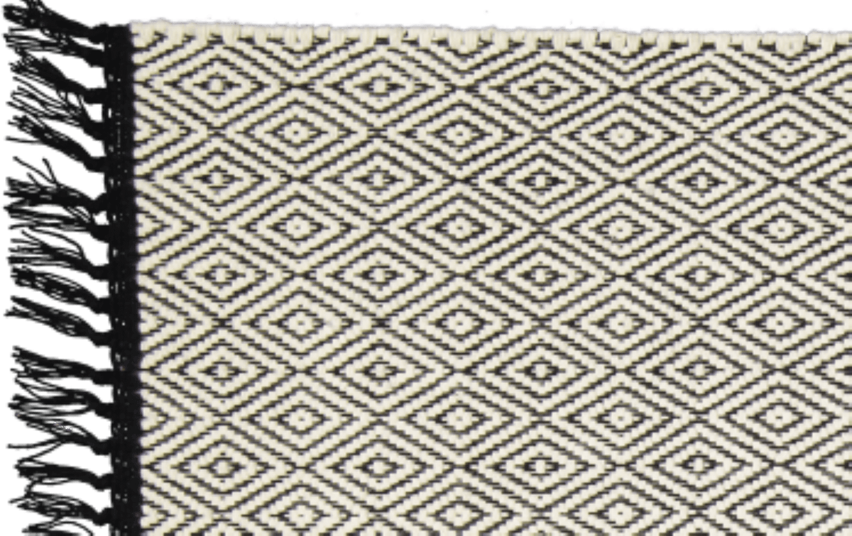 Amelia Jackson RUG Amelia Jackson Cotton Dhurrie Natural Diamond Pattern Black Warp 75x120 cm SBED053 (7476152893529)