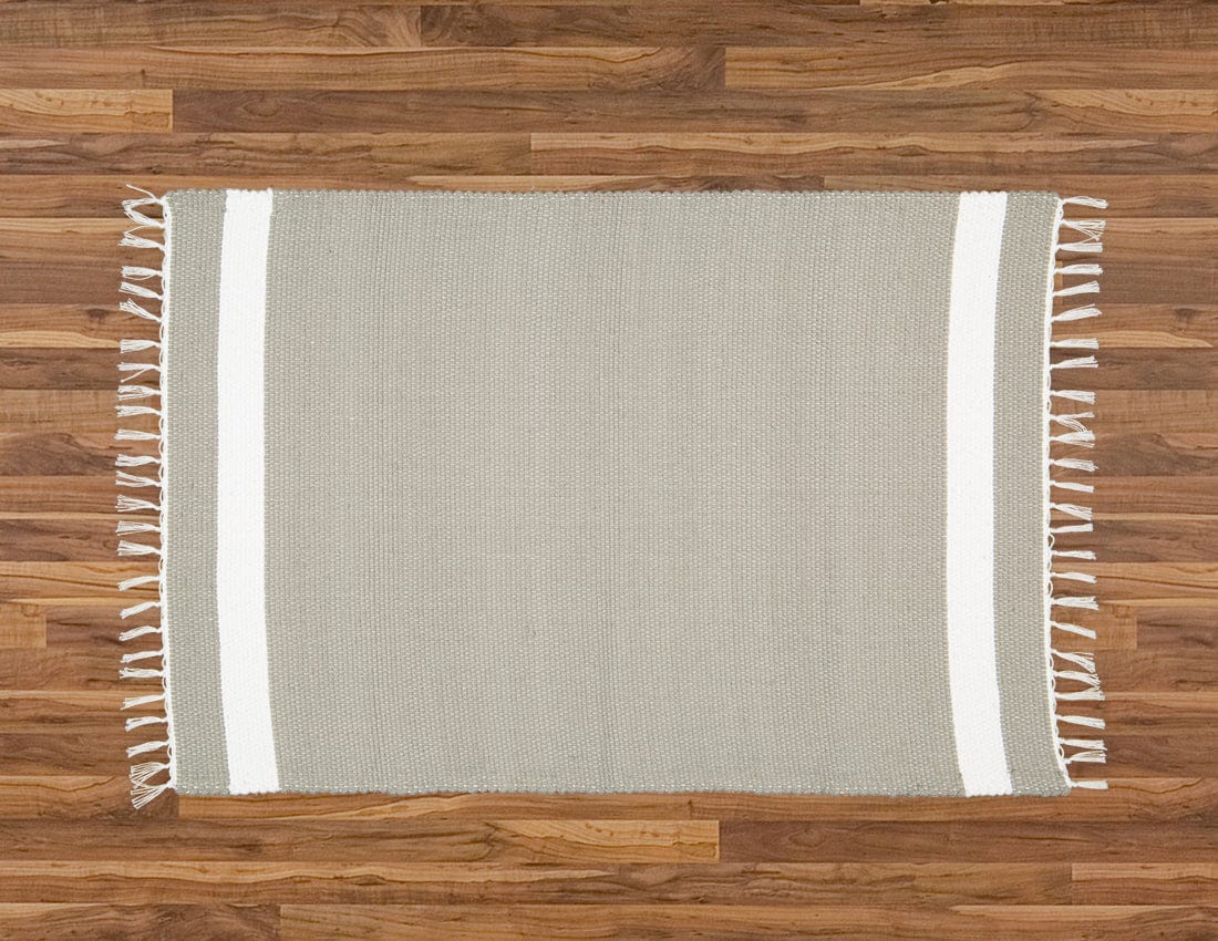 Amelia Jackson RUG Amelia Jackson Cotton Dhurrie Tabby in Grey with White Band 75x120 cm SBED019 (7476141883481)