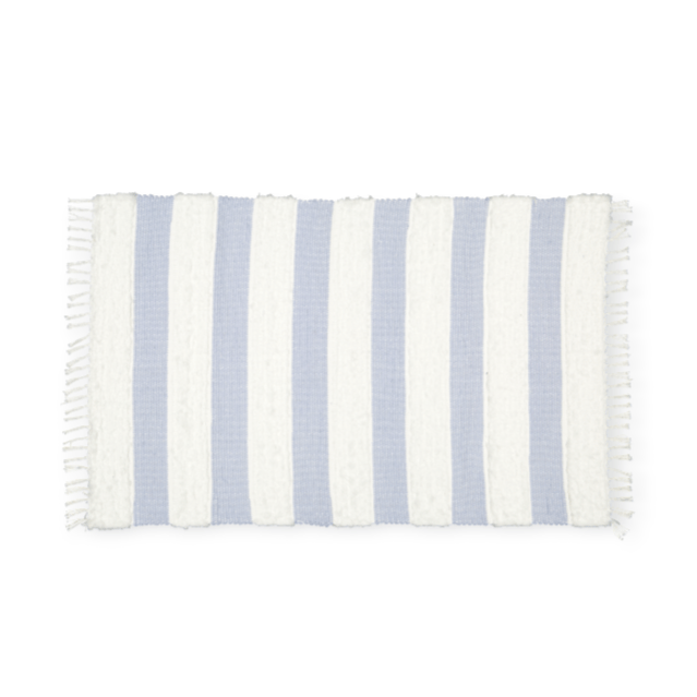 Amelia Jackson RUG Amelia Jackson Dhurrie and Fluffy Bands Blue and White Rug 75 x 120 cm SBED056 (7476161937497)