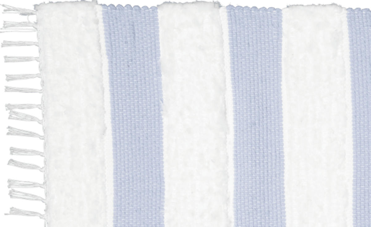 Amelia Jackson RUG Amelia Jackson Dhurrie and Fluffy Bands Blue and White Rug 75 x 120 cm SBED056 (7476161937497)