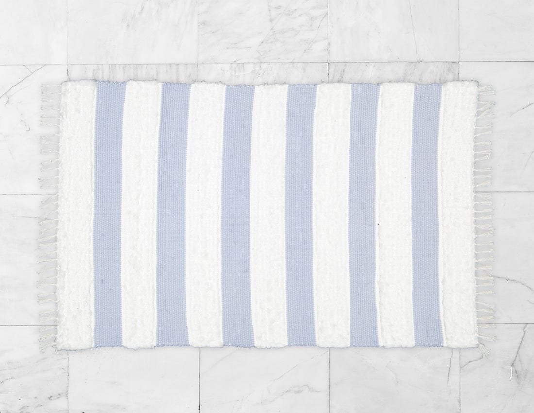 Amelia Jackson RUG Amelia Jackson Dhurrie and Fluffy Bands Blue and White Rug 75 x 120 cm SBED056 (7476161937497)