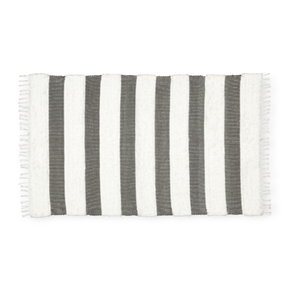 Amelia Jackson RUG Amelia Jackson Dhurrie and Fluffy Bands Charcoal and White Rug 75x120cm SBED047 (7476143816793)