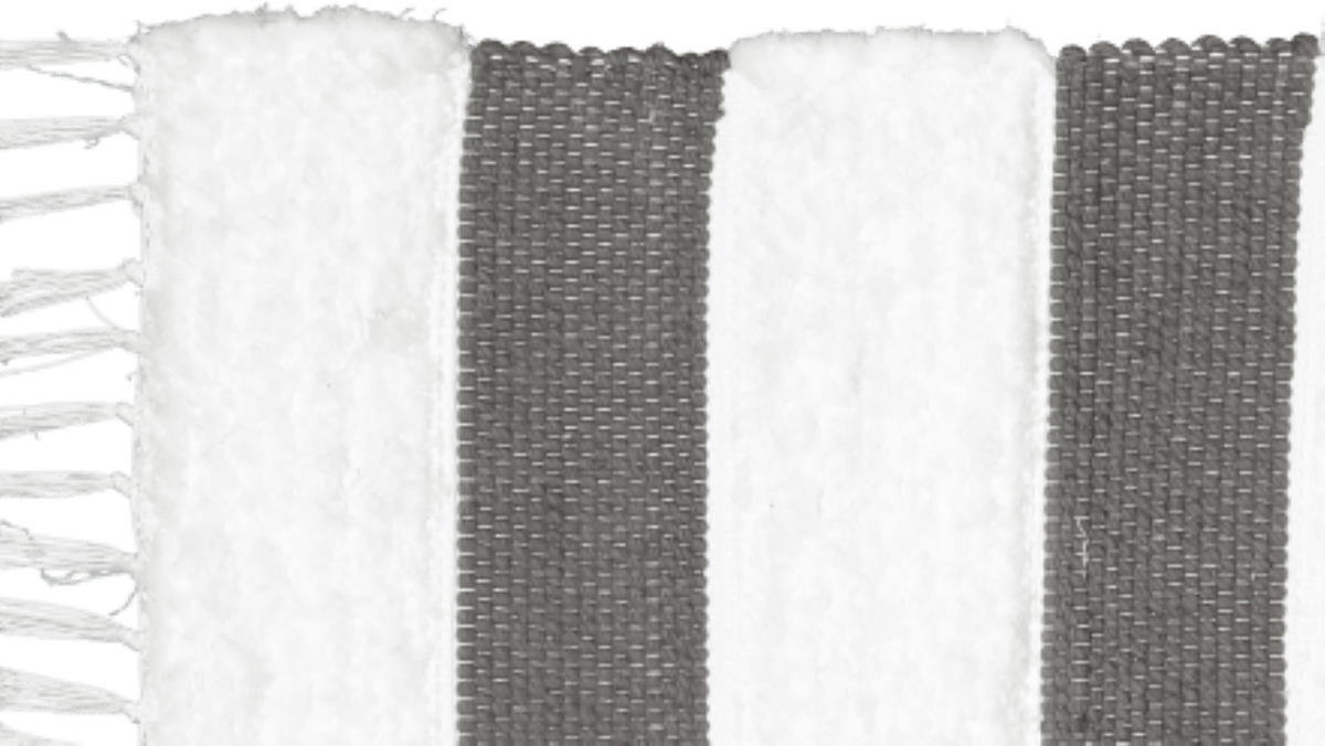 Amelia Jackson RUG Amelia Jackson Dhurrie and Fluffy Bands Charcoal and White Rug 75x120cm SBED047 (7476143816793)