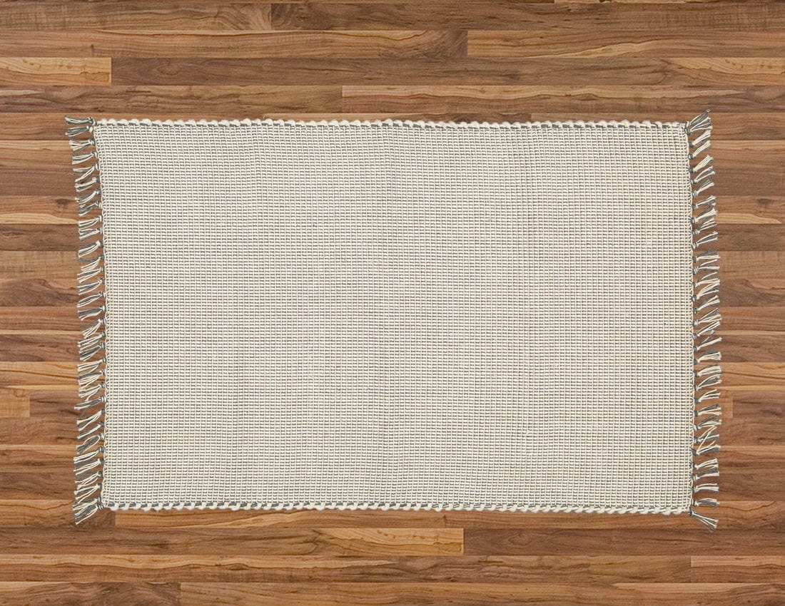 Amelia Jackson RUG Amelia Jackson Dhurrie Dobby Weave Natural with Charcoal Pinstripe 75x120cm SBED050 (7476149944409)