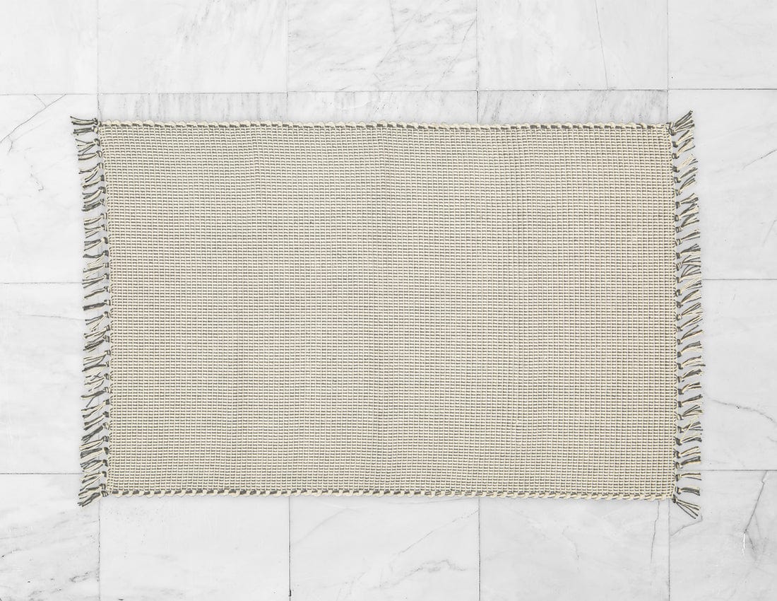 Amelia Jackson RUG Amelia Jackson Dhurrie Dobby Weave Natural with Charcoal Pinstripe 75x120cm SBED050 (7476149944409)
