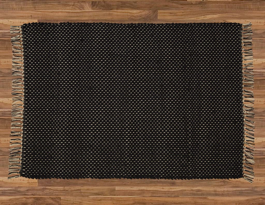 Amelia Jackson RUG Amelia Jackson Herringbone Rug Black and Taupe 75X120 SBED009 (7476136149081)