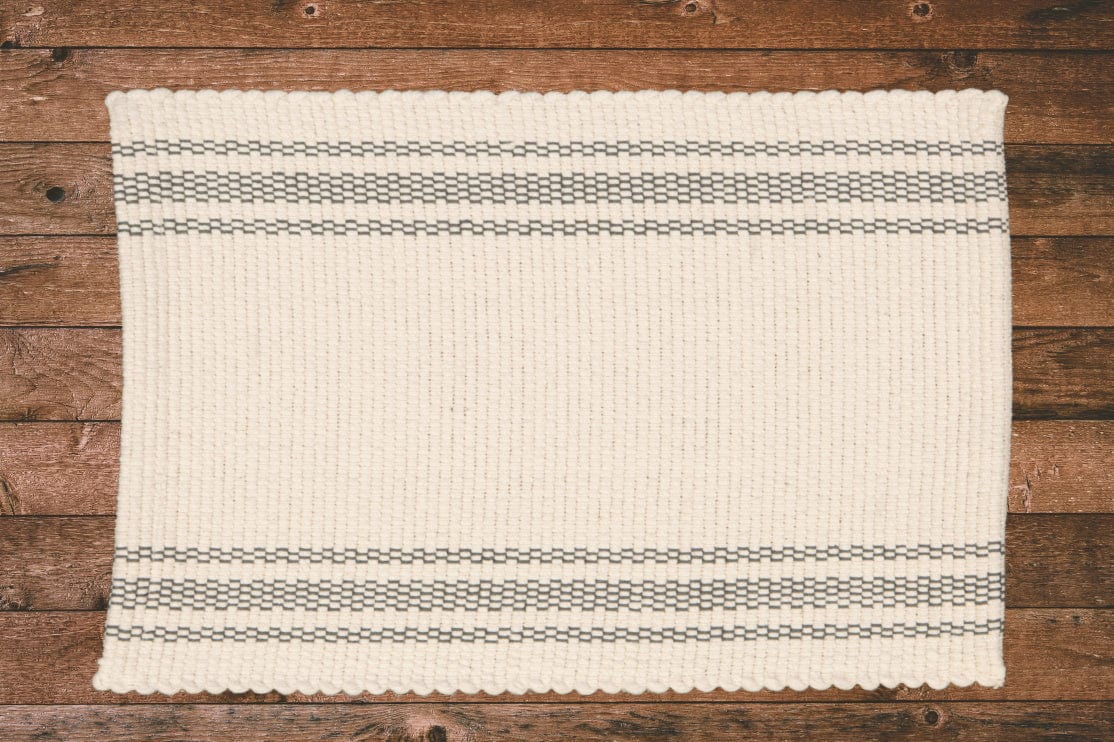 Amelia Jackson Table Cloth Amelia Jackson Placemat Natural with Charcoal Stripes SPM010 (7482498777177)