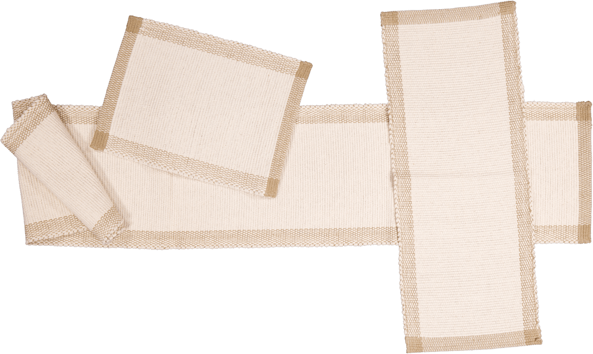 Amelia Jackson Table Cloth Placemat and Runners in Pebble Weave. Natural with Jute Border SPM005 (7482496057433)